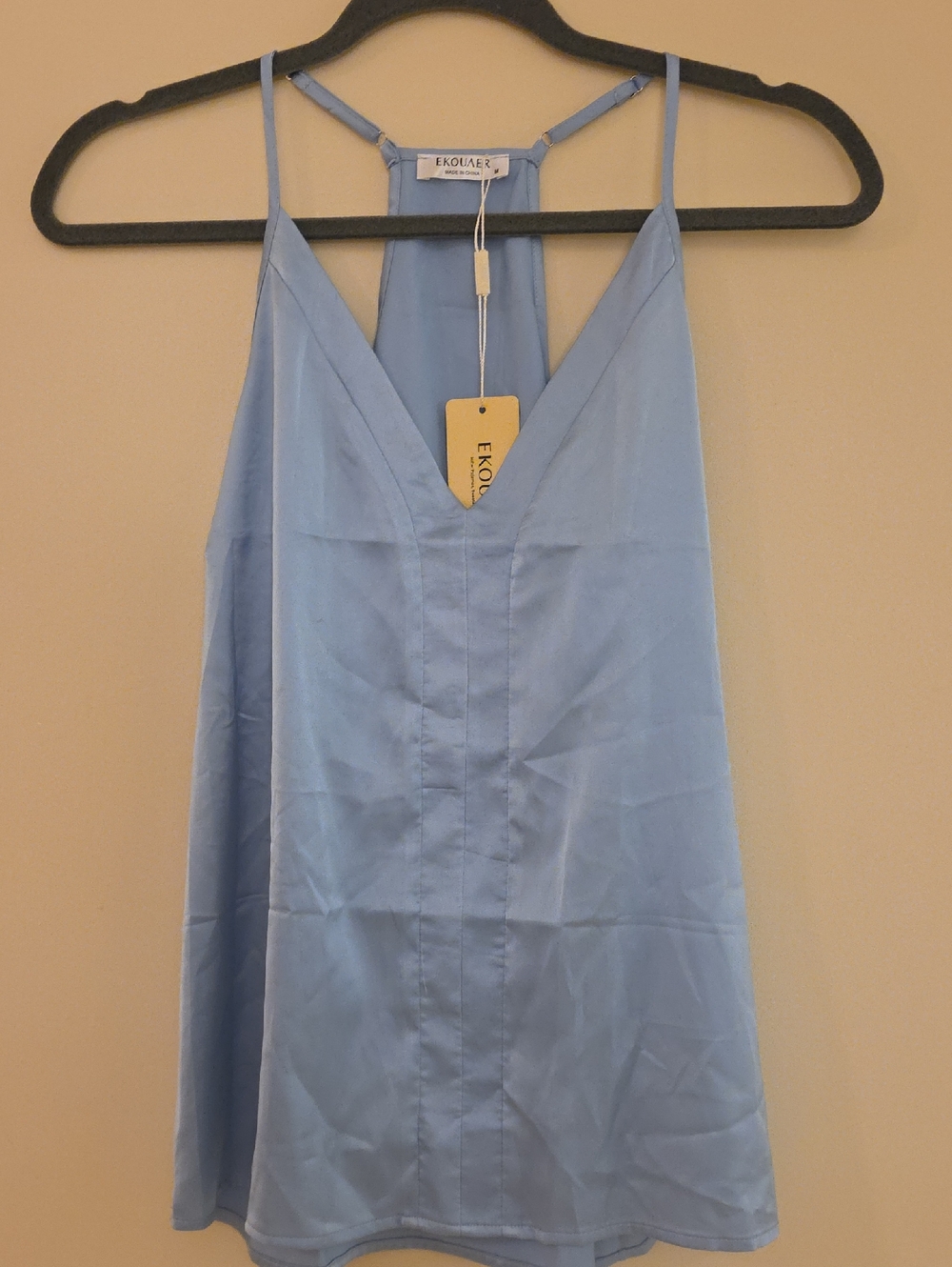 Ekouaer Light Blue Spaghetti Strap V-Neck Camisole